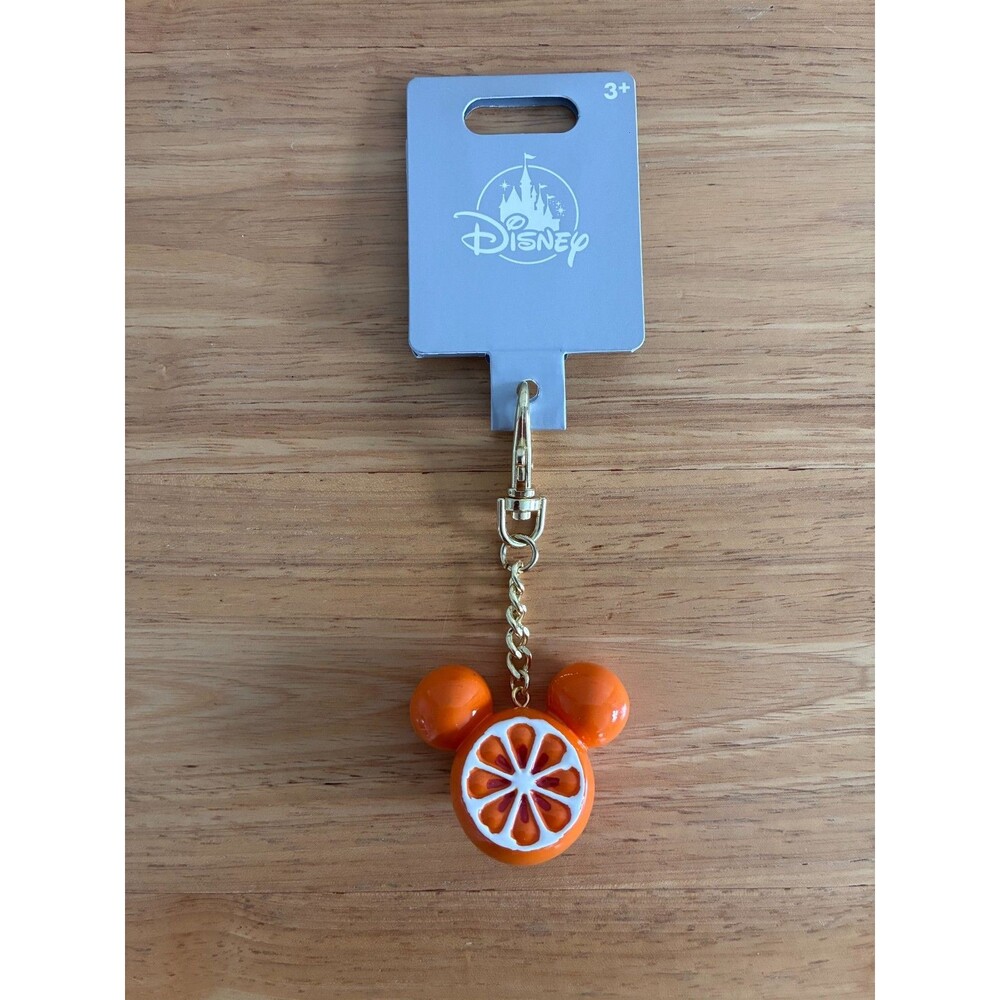 Disney Parks Mickey Mouse Ears Orange Fruit Keychain Bag Clip Charm NEW 2026